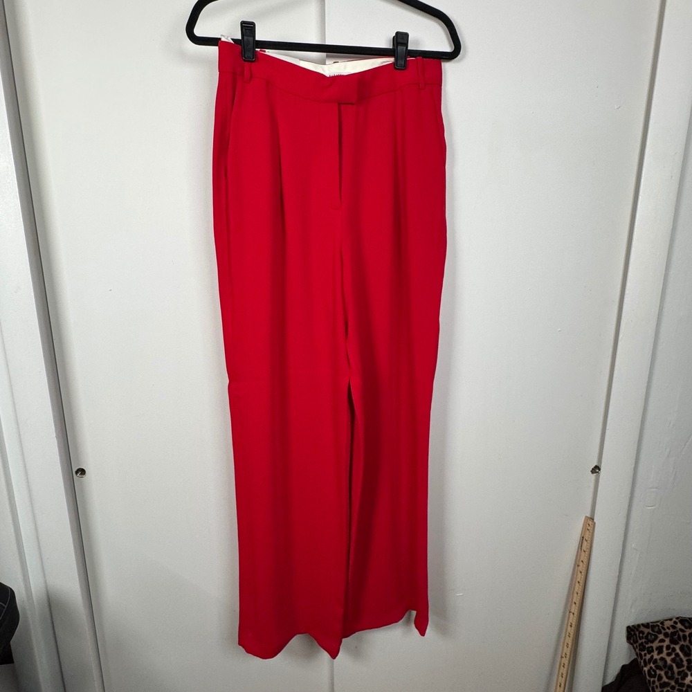 Aritzia Babton Sadiki Pants Red High Waist Wide Leg Dress Pants Trousers Sz 10